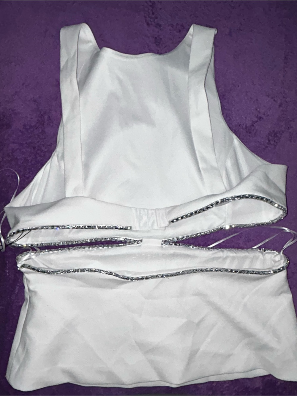 Zara White Sleeveless Cutout Top with Decorative Bling Trim - Picture 13 of 13